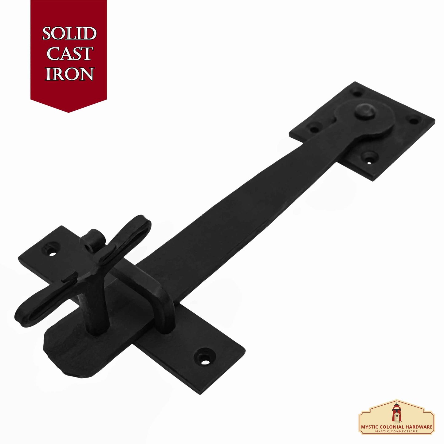 9 Inch Iron Gate Latch Black Flip Latches, Heavy Duty Forged Iron Drop Latch, for Old Farm Barn Shed Cabinet Shutter Antique Privacy Door Hardware Replacement (Vintage Wrought Iron - 1 Set)