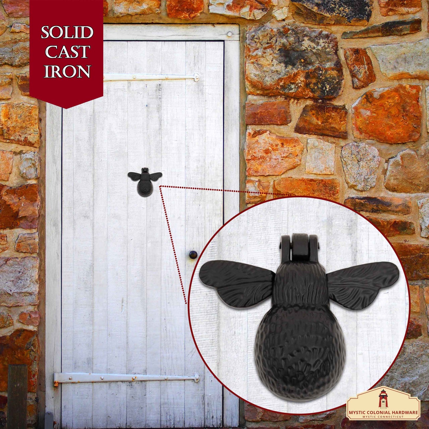 Black Bumblebee Door Knocker for Front Door 4.3 X 4.9 Inch.Handmade Delightful Detail, Sturdy & Durable at an Affordable Price. Unique Pear Shape, Easy to Install. Symbol of Good Fortune