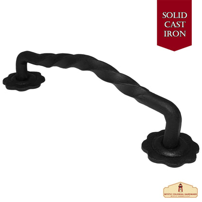 Black Forged Iron Pull Handles 12 inch - Cabinet Door Handles, Gate Handle Pull, Barn Door Hardware, Grab Handles