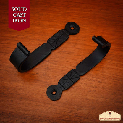 Rustic Forged Iron Wall Hooks, Heavy Duty Retro Utility Hooks for Hanging Coat, Bag, Towel, Robe, Hat and More, Finish : Oil Blackened