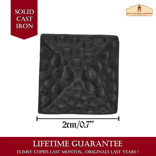Hand Forged Iron Square Knob - 1 1/4 Inch Diameter (4-Set)