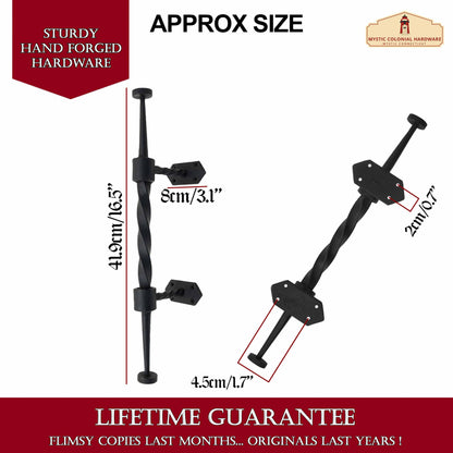 Rustic Hand Forged Door / Gate Pull: Ideal for Victorian, Colonial, Retro, Steampunk, Gothic, Baroque, and Medieval Settings, (41.9x8) cm