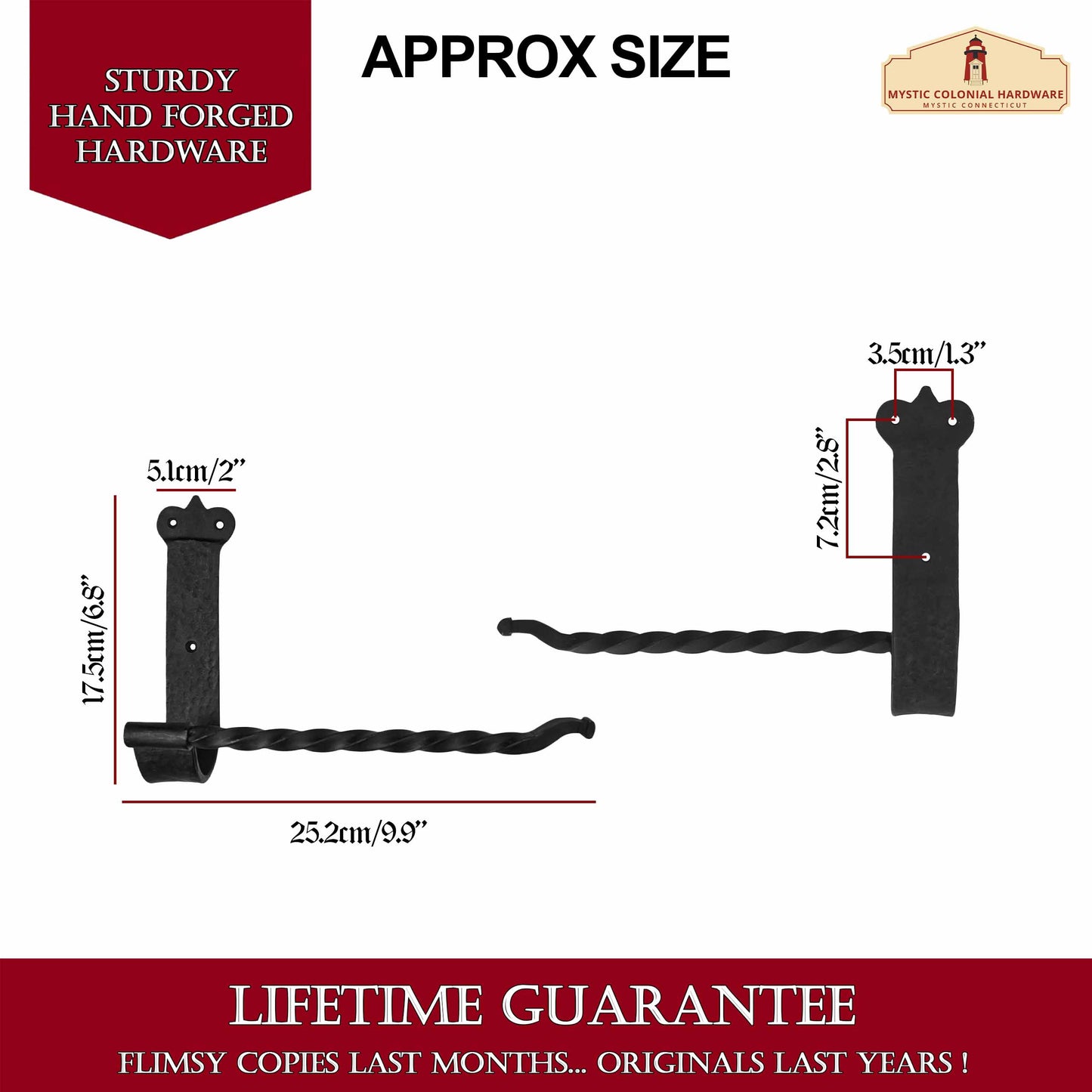 Rustic Hand Forged Ir on Wall Mounting Paper Towel Hanger: Ideal for Victorian, Colonial, Retro, Steampunk, Gothic, Baroque, and Medieval Bathroom Settings, (25.2x5.1x17.5) cm