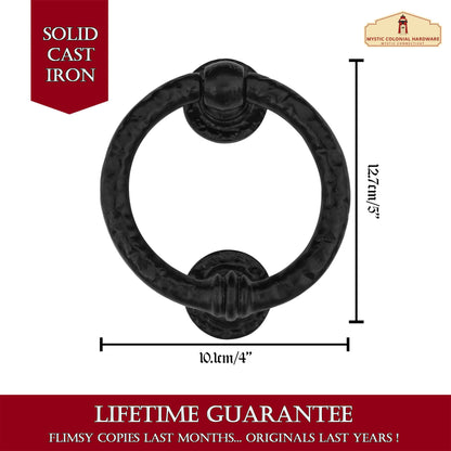 Large Forged Iron Ring Front Door Knocker Artisan Made Antique Knocker