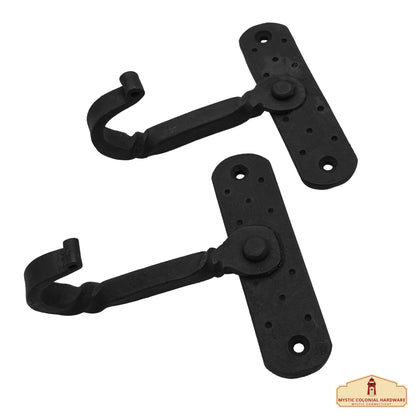 Rustic Hand Forged Iron Wall Hooks Set of 2: Ideal for Victorian, Colonial, Retro, Steampunk, Gothic, and Baroque Settings (11x9.9cm)