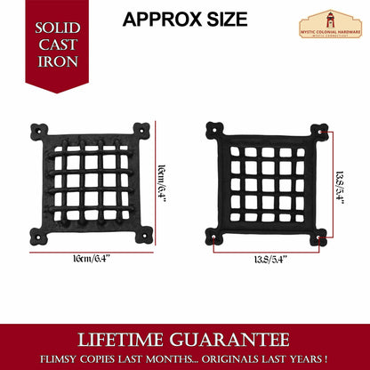 Rustic Cast Iron Door Speakeasy Grill: Ideal for Colonial, Retro, Steampunk, Gothic, Baroque, and Medieval Settings, (16x16) cm