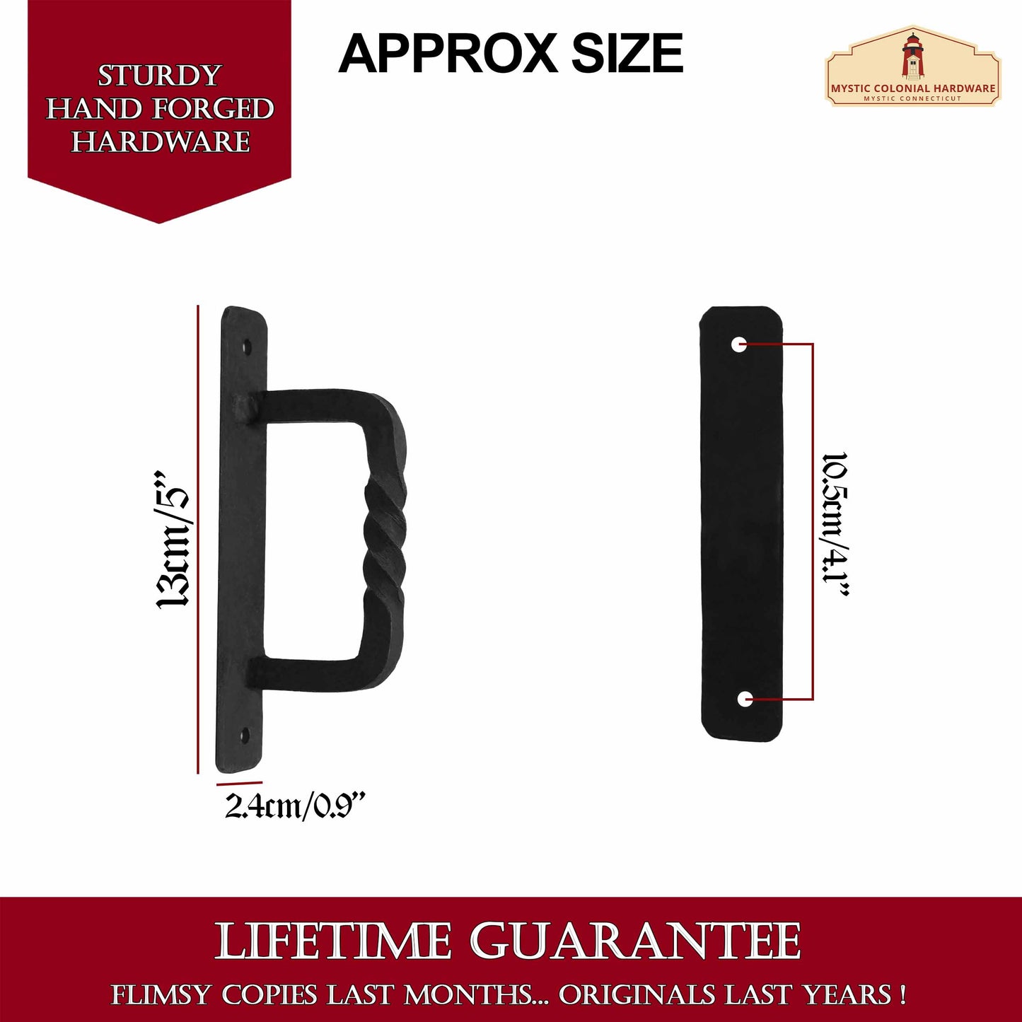 Rustic Hand Forged Door Pull Handle: Ideal for Victorian, Colonial, Retro, Steampunk, Gothic, Baroque, and Medieval Settings, (13x2.4) cm