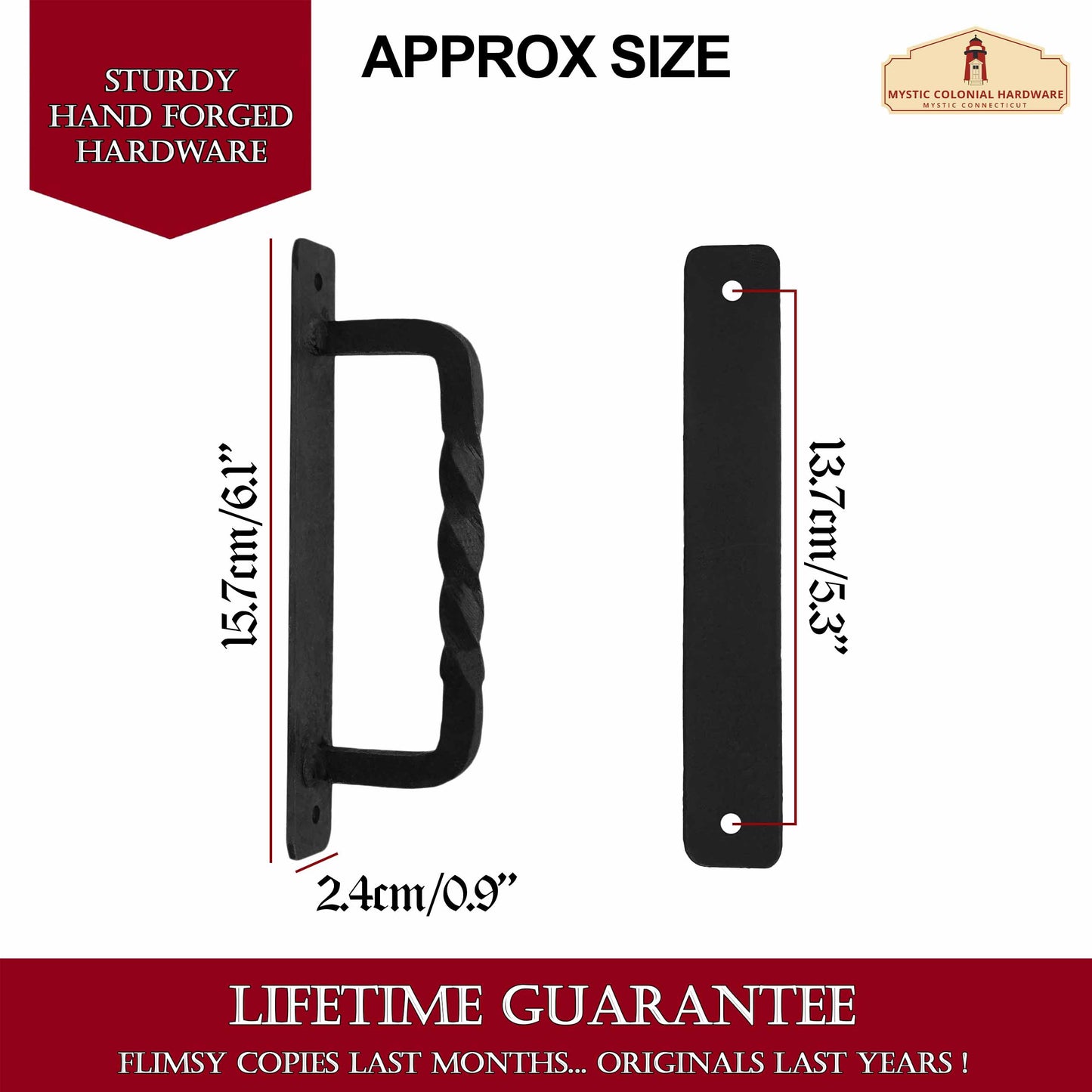 Rustic Hand Forged Door Pull Handle: Ideal for Victorian, Colonial, Retro, Steampunk, Gothic, Baroque, and Medieval Settings, (15.7x2.4) cm