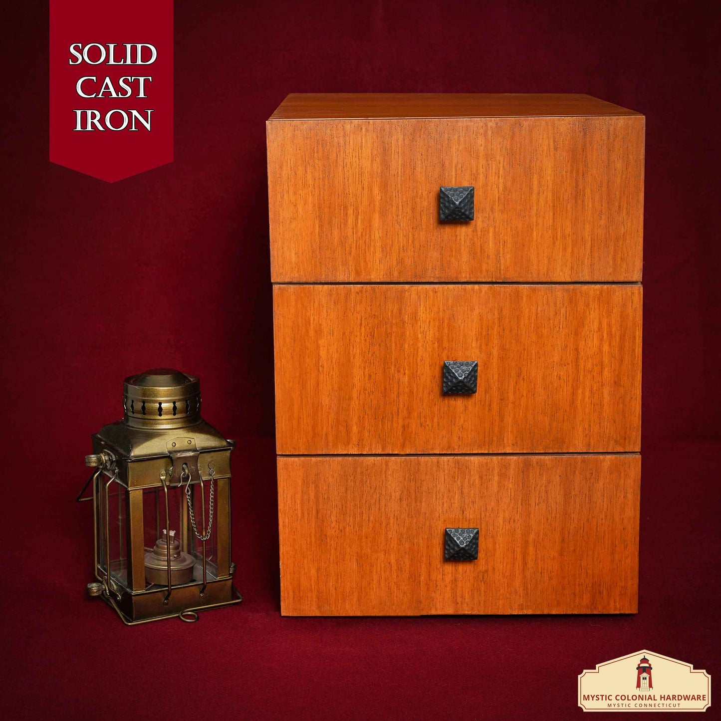 Hand Forged Iron Square Knob - 1 1/4 Inch Diameter