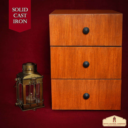 Hand Forged Iron Square Knob - 1 1/4 Inch Diameter (4-Set)