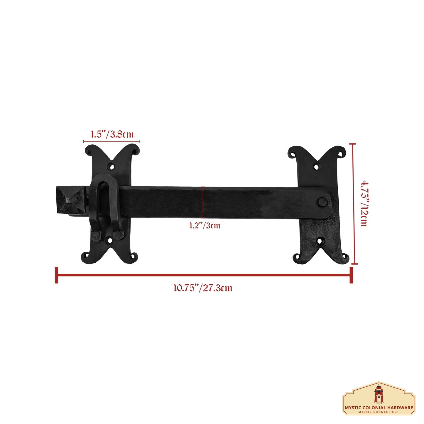 Length: 10 3/4" Iron Gate Latch Black Flip Latches, Heavy Duty Forged Iron Drop Latch, for Old Farm Barn Shed Cabinet Shutter Antique Privacy Door Hardware Replacement