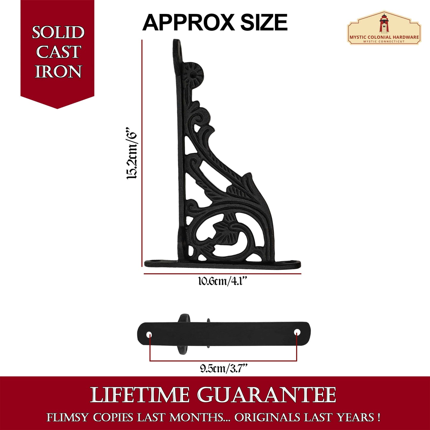 Rustic Cast Iron Shelf Brackets Set of 2 : Ideal for Victorian, Colonial, Retro, Steampunk, Gothic, Baroque , and Medieval Settings (1 5. 5 x 10.6 ) cm