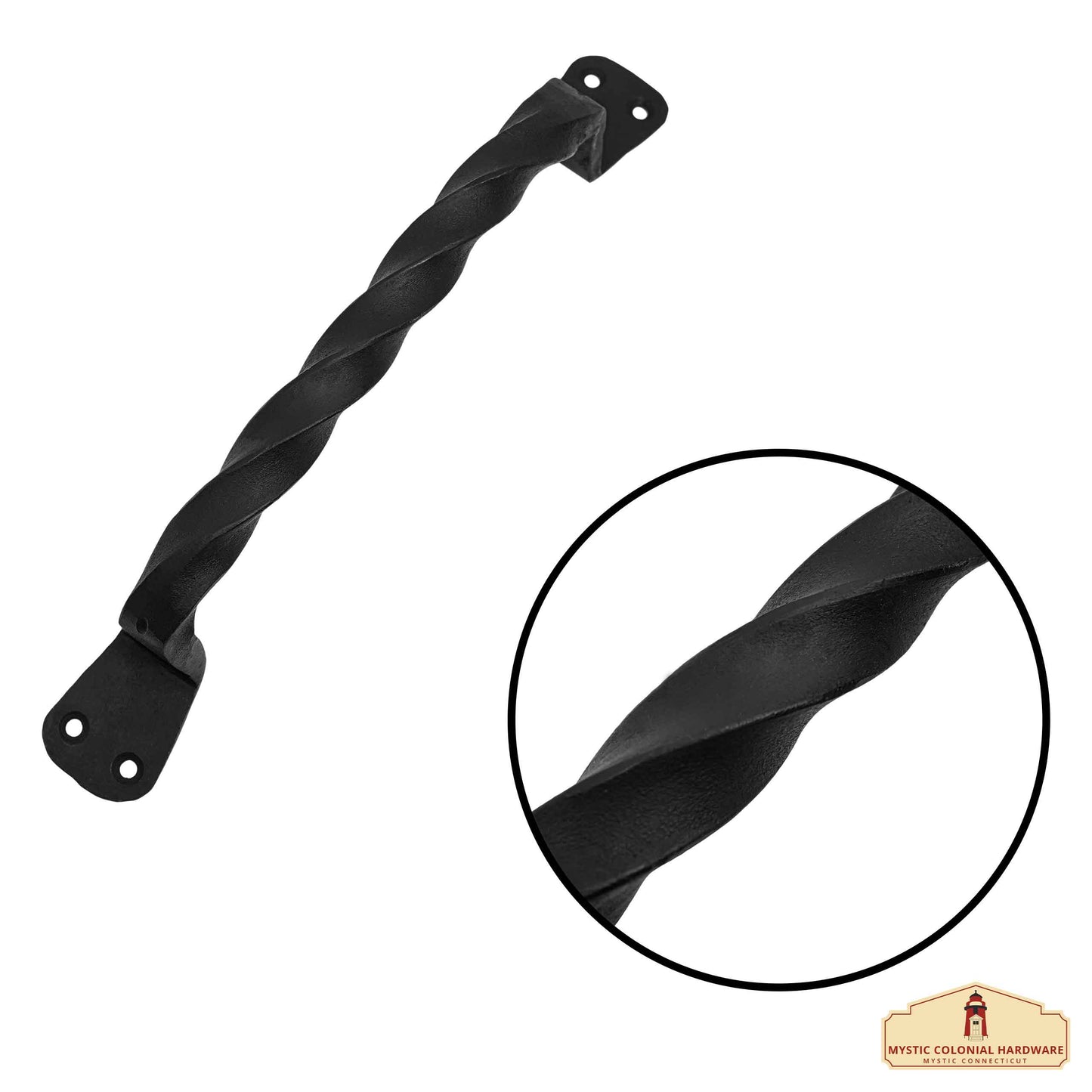 Rustic Twisted Door Handles Set of 2 Hand Forged Iron Door Pulls : Ideal for Gate, Shed Door, Window, Fence, Garage, 23cm