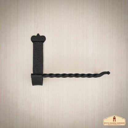 Rustic Hand Forged Ir on Wall Mounting Paper Towel Hanger: Ideal for Victorian, Colonial, Retro, Steampunk, Gothic, Baroque, and Medieval Bathroom Settings, (25.2x5.1x17.5) cm