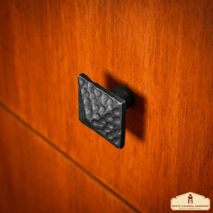 Hand Forged Iron Square Knob - 1 1/4 Inch Diameter
