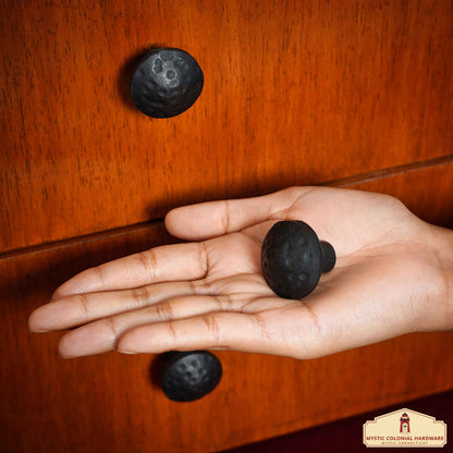 Hand Forged Iron Square Knob - 1 1/4 Inch Diameter (4-Set)