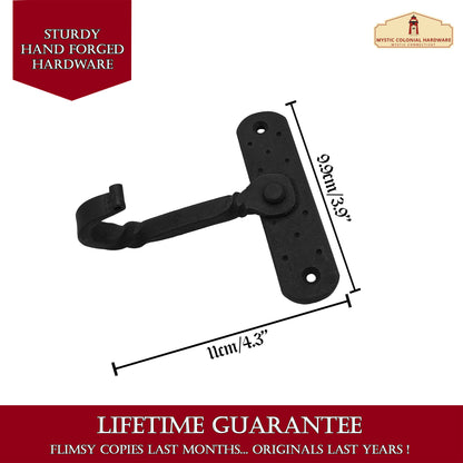 Rustic Hand Forged Iron Wall Hooks Set of 2: Ideal for Victorian, Colonial, Retro, Steampunk, Gothic, and Baroque Settings (11x9.9cm)