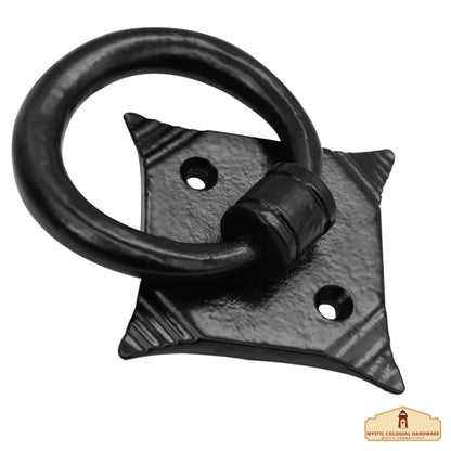 Small Ring Door Knocker - TRUE SOLID FORGED IRON - Blackened Hammered finish - Set of 2 Pcs
