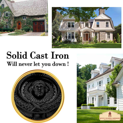 Rustic Cast Iron Medusa Door Knocker: Ideal for Victorian, Colonial, Retro, Steampunk, Gothic, and Baroque Settings, 14 cm