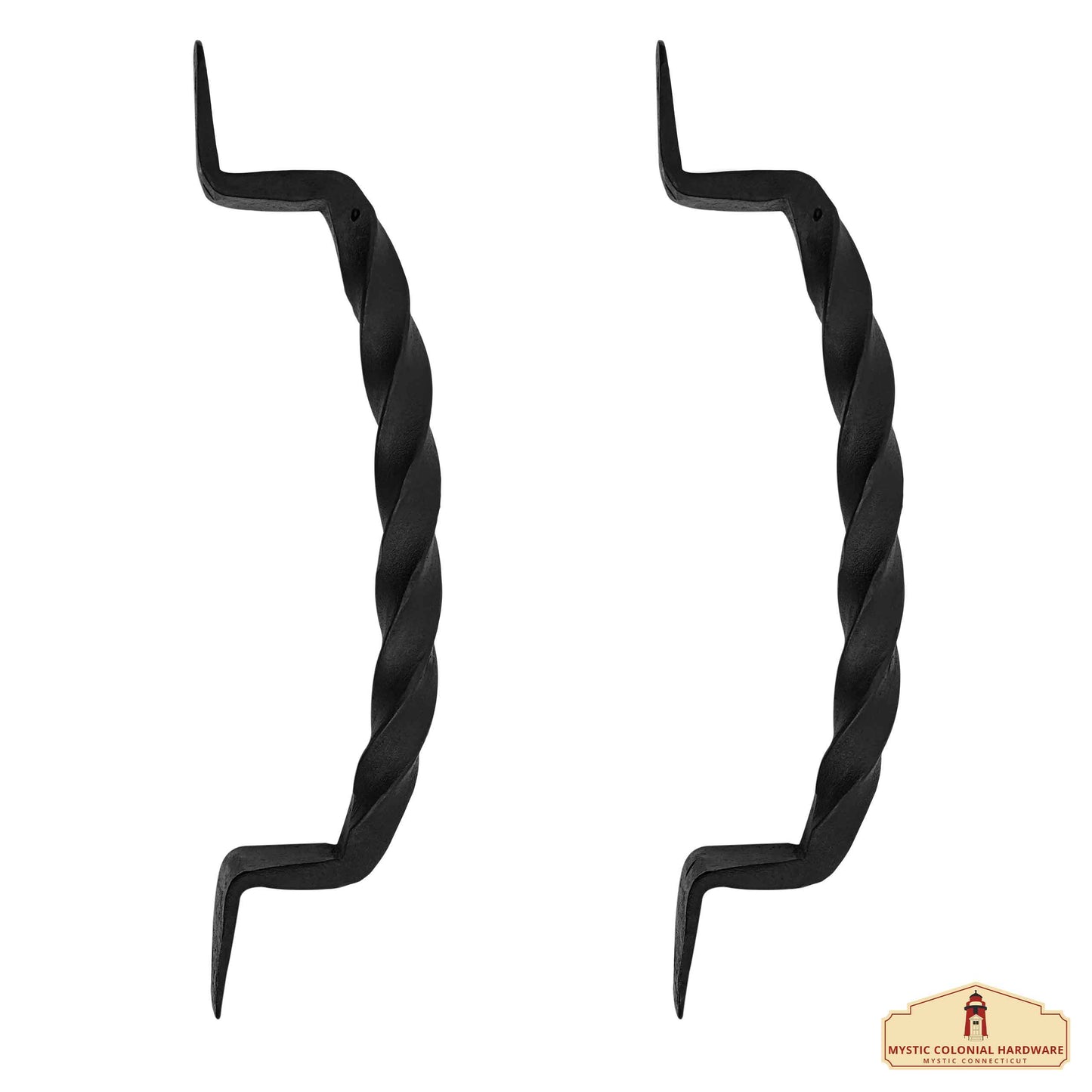 Rustic Twisted Door Handles Set of 2 Hand Forged Iron Door Pulls : Ideal for Gate, Shed Door, Window, Fence, Garage, 23cm