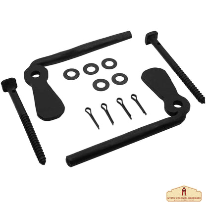 Hand Forged Iron Offset Beacon Hill Shutter TIEBACKS - Set of 2 - Oil Blackened Pair