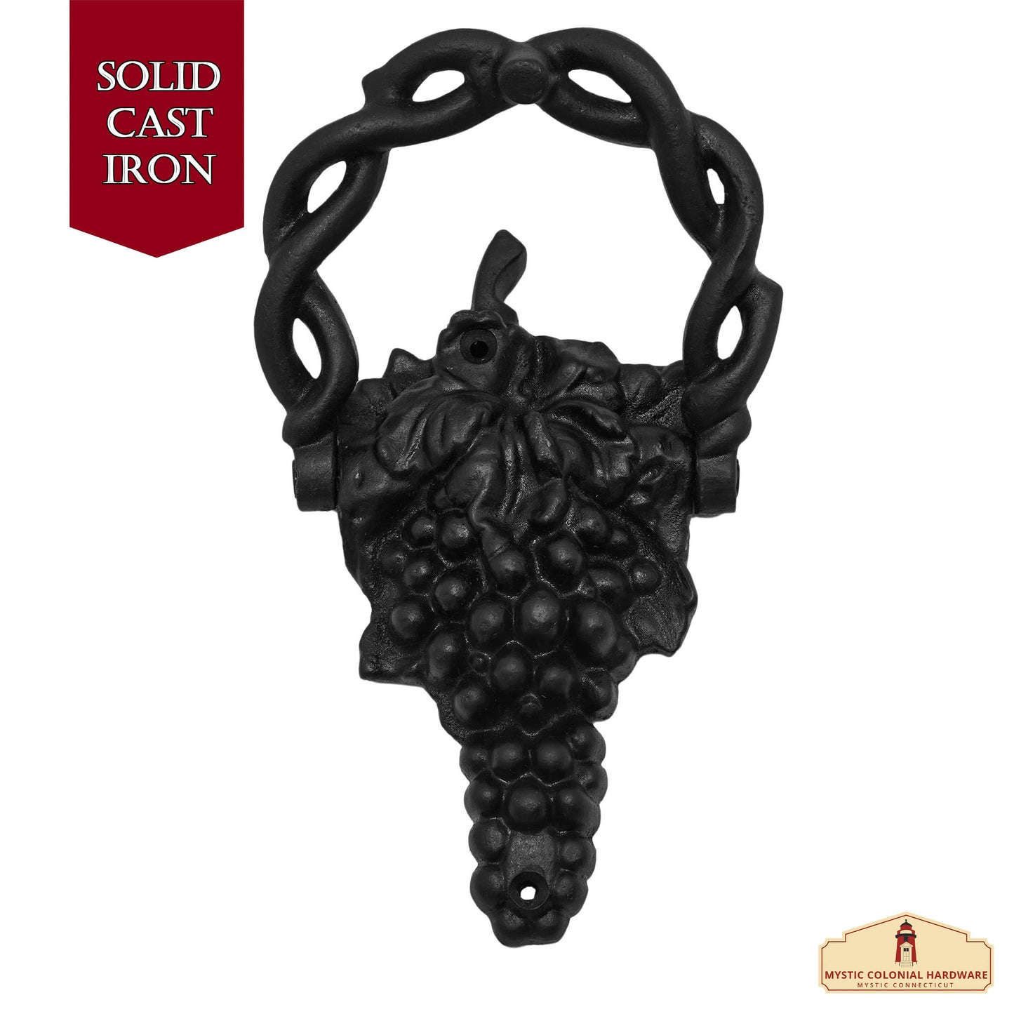 Rustic Cast Iron Grape Vine Door Knocker: Ideal for Victorian, Colonial, Retro, Steampunk, Gothic, and Baroque Settings, (17x12.2) cm