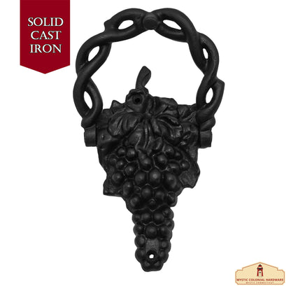 Rustic Cast Iron Grape Vine Door Knocker: Ideal for Victorian, Colonial, Retro, Steampunk, Gothic, and Baroque Settings, (17x12.2) cm