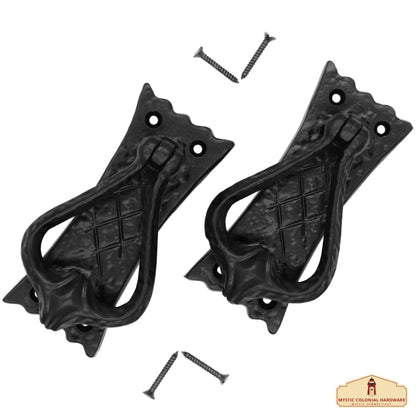 Bedroom Door Knocker Antique Black Ironmongery - True Solid Forged Iron - 4.7 inches