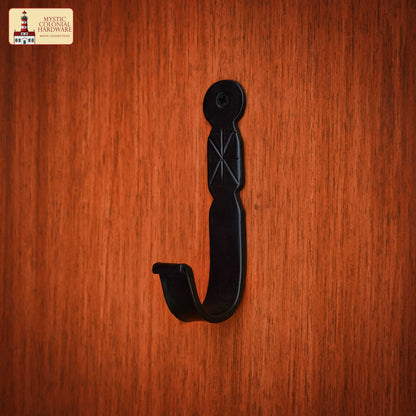 Rustic Forged Iron Wall Hooks, Heavy Duty Retro Utility Hooks for Hanging Coat, Bag, Towel, Robe, Hat and More, Finish : Oil Blackened