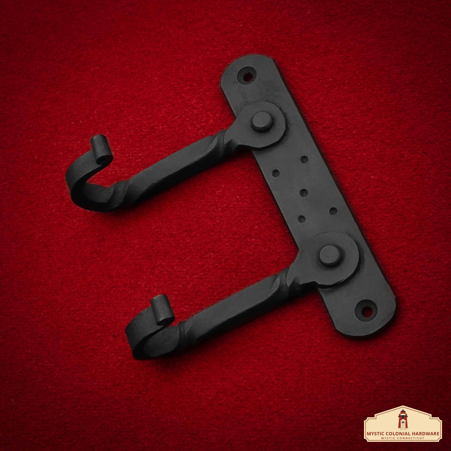 Rustic Hand Forged Wall Hook with Two Hangers: Ideal for Victorian, Colonial, Retro, Steampunk, Gothic, and Baroque Settings (14.9x10.9cm)