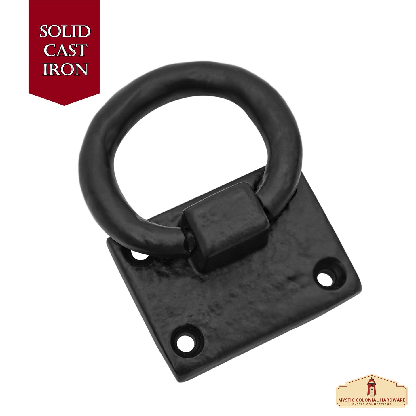 Small Ring Door Knocker or Cabinet Pulls - True Solid Forged Iron - Blackened Hammered Finish