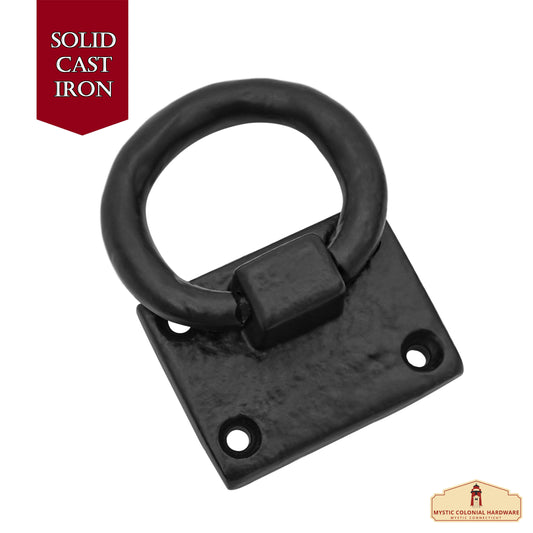 Small Ring Door Knocker or Cabinet Pulls - True Solid Forged Iron - Blackened Hammered Finish