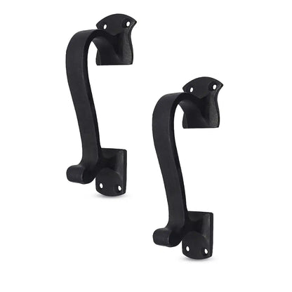 Rustic Twisted Door Handles Set of 2 Cast Iron Door Pulls : Ideal for Gate, Shed Door, Window, Fence, Garag e, (16.5x3.8) cm