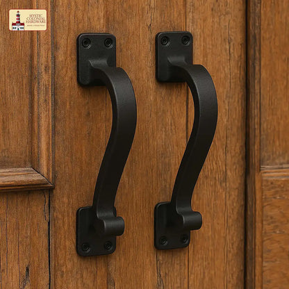 Rustic Twisted Door Handles Set of 2 Cast Iron Door Pulls : Ideal for Gate, Shed Door, Window, Fence, Garag e, (16.5x3.8) cm