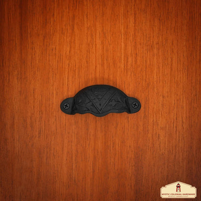 Rustic Cast Iron Drawer Pull Cabinet Cup Pull: Ideal for Victorian, Colonial, Retro, Steampunk, Gothic, Baroque, and Medieval Settings, (8.4x3.5) cm