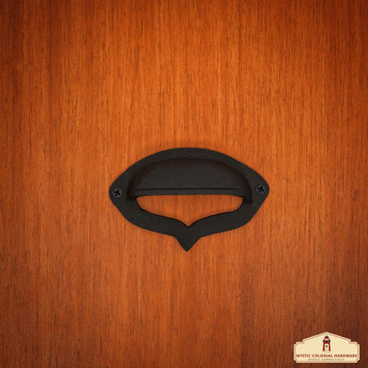 Rustic Cast Iron Set of 4 Plain Drawer Pulls Cabinet Cup Pulls: Ideal for Victorian, Colonial, Retro, Steampunk, Gothic, Baroque, and Medieval Settings, (10.2x6.5) cm