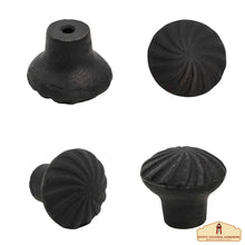 Load image into Gallery viewer, Hand Forged Iron Knob Set of 4 Pcs Solid CAST Iron Victorian, Colonial, Retro, Steampunck, Gothic, Baroque Medieval
