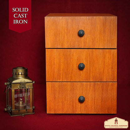 Hand Forged Iron  Knob SOLID CAST IRON Victorian, Colonial, retro, steampunck, gothic, baroque medieval