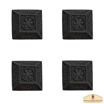 Hand Forged Iron Cabinet Knob Pull Antique Rustic Knobs for Kitchen Cabinet Drawer Pull Handles with Hardware: Pack of 4