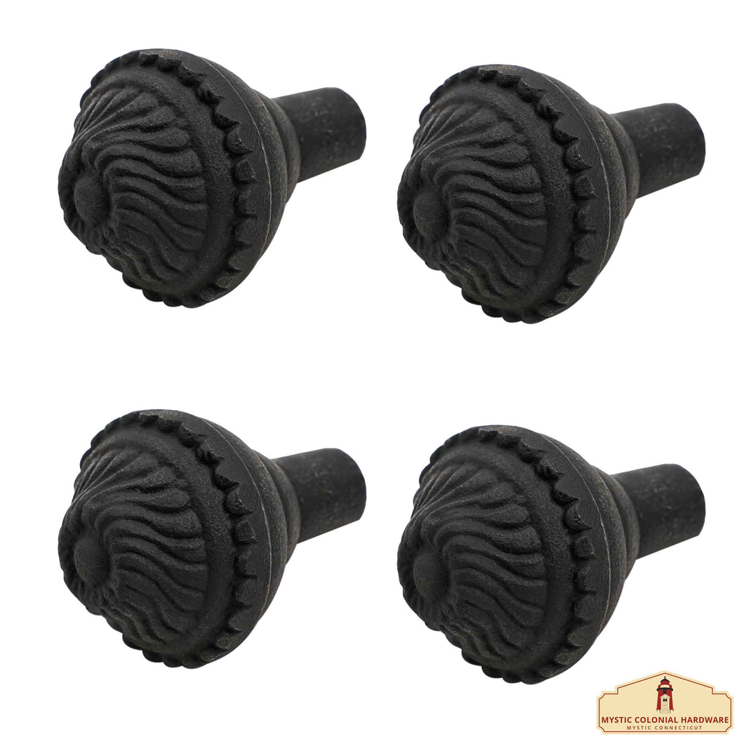 Hand Forged Iron Knob (4-Set) Solid CAST Iron Victorian, Colonial, Retro, Steampunck, Gothic, Baroque Medieval