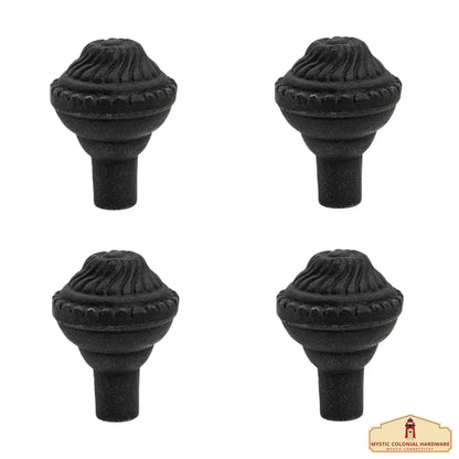 Hand Forged Iron Knob (4-Set) Solid CAST Iron Victorian, Colonial, Retro, Steampunck, Gothic, Baroque Medieval