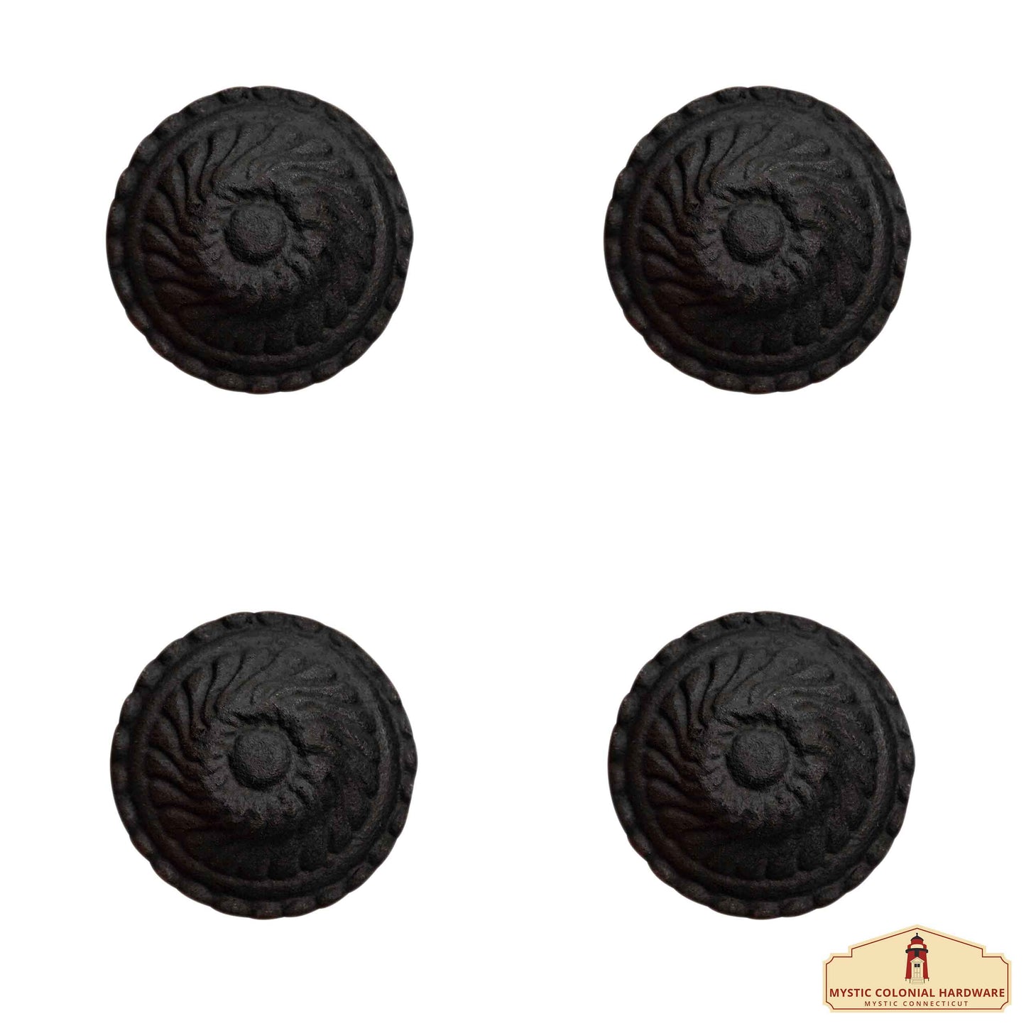 Hand Forged Iron Knob (4-Set) Solid CAST Iron Victorian, Colonial, Retro, Steampunck, Gothic, Baroque Medieval