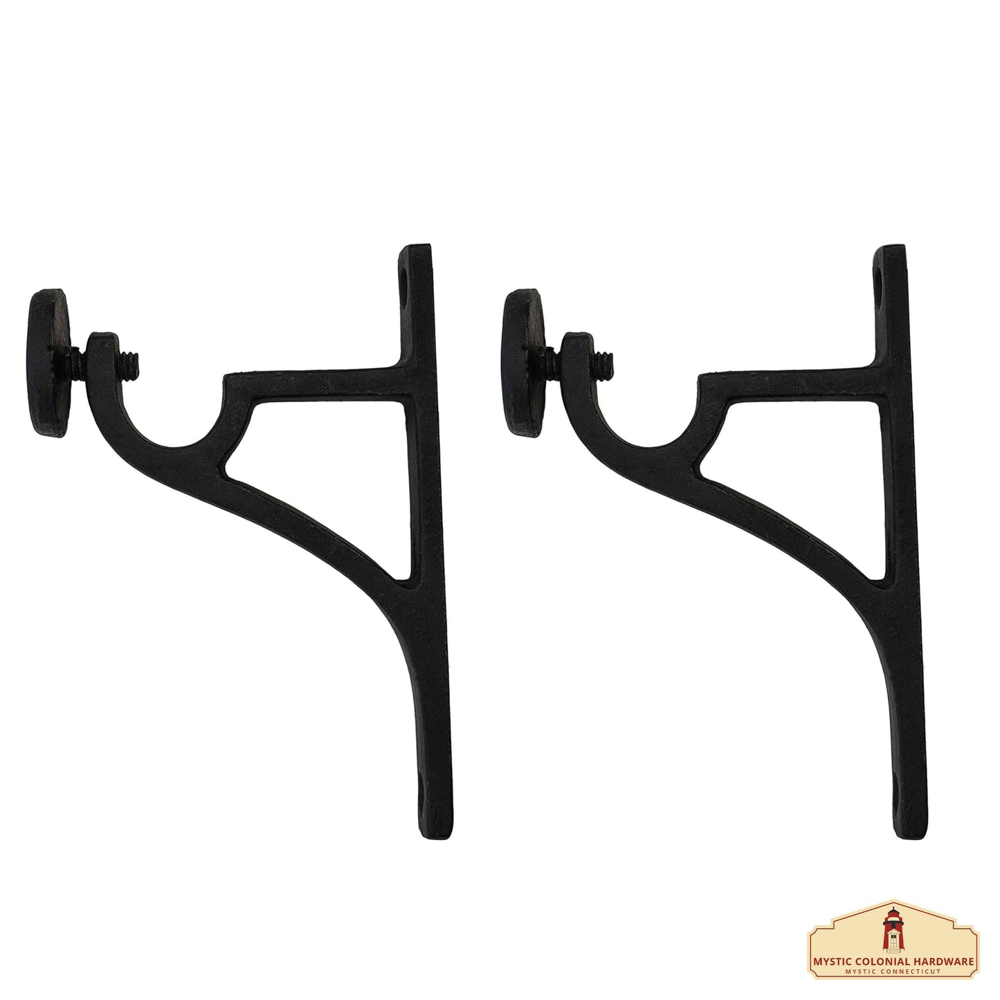 Heavy Duty Curtain Rod Brackets, Black Verticle Wall Mounting Curtain Brackets for Blinds Windows, Adjustable Drapery Rod Holders, Extendable Window Hardware Brackets for 1” Rod in Pair