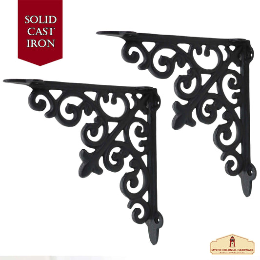 8" X 8", Shelf Bracket - Solid Forged Iron Victorian, Colonial, Retro, Steampunck, Gothic, Baroque Medieval