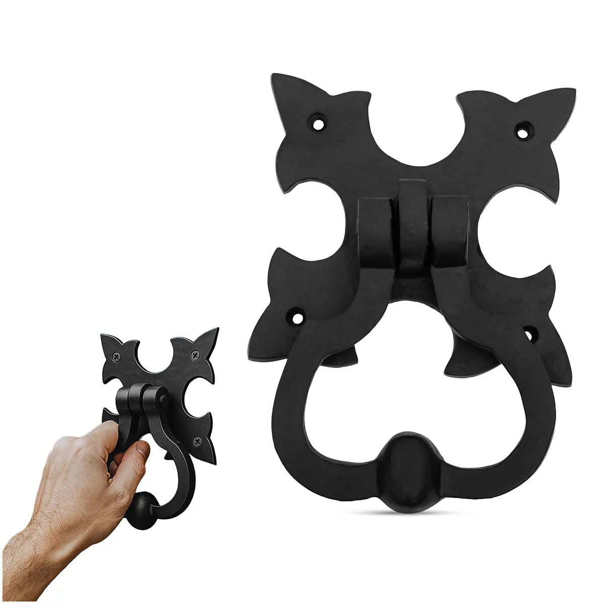Gothic Iron Made Forged Door Knocker, Black, Old Medieval Look