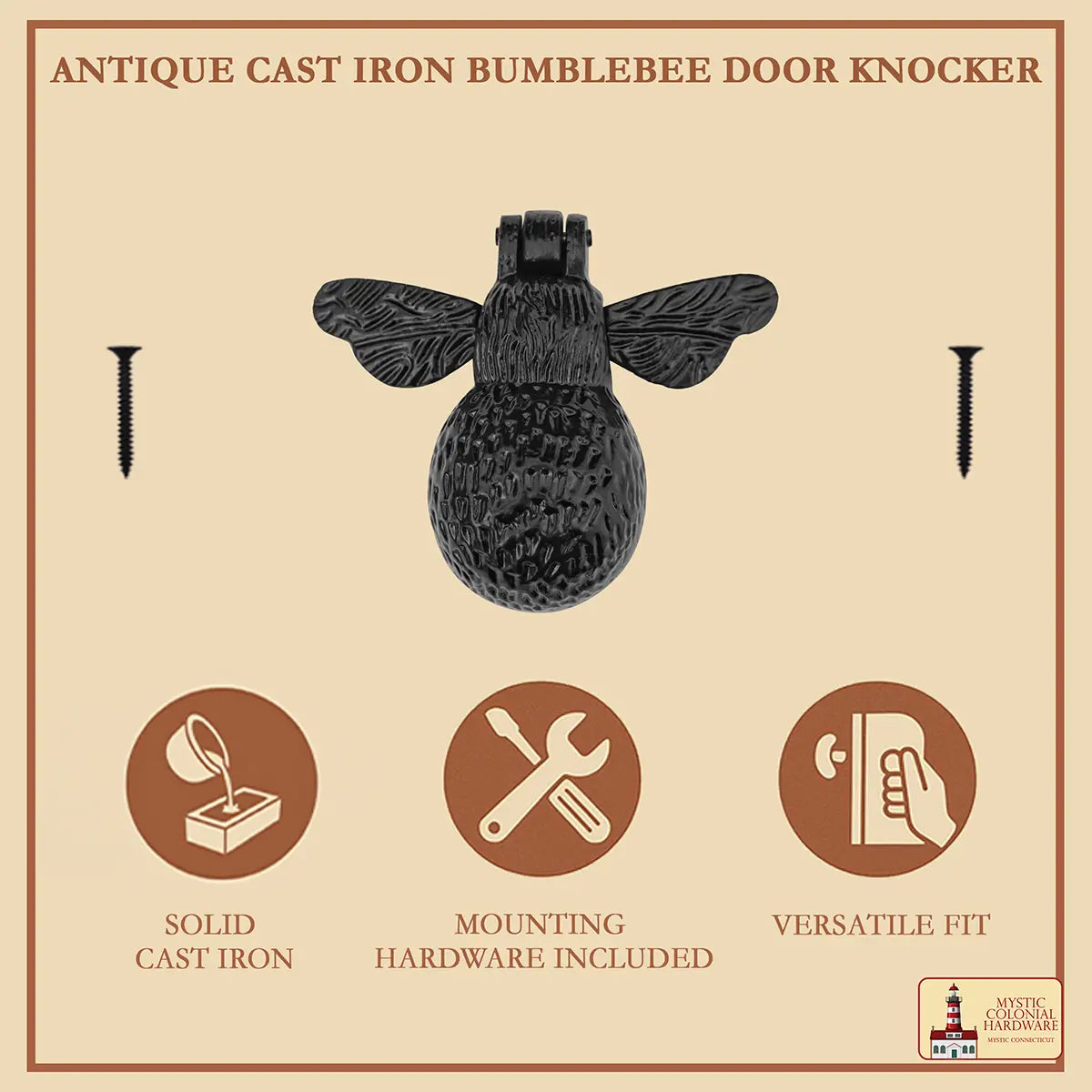 Bumblebee Door Knocker – Solid Cast Iron Front Door Knocker