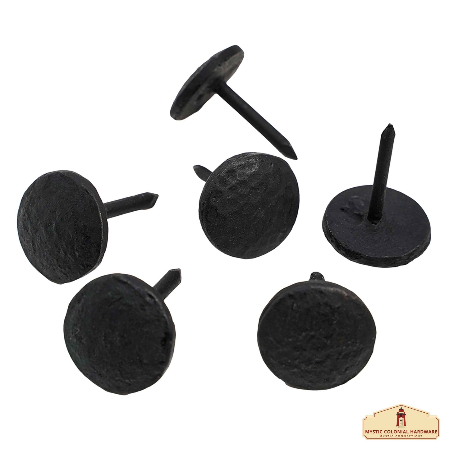 Nails Iron Long Round Clavos Decorative Nails, Hand Forged, Natural Oil Blackened Finish, Pack of 6 Pcs