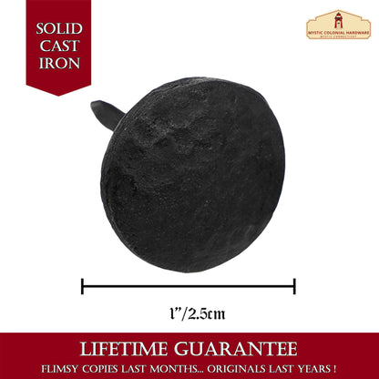 Nails Iron Long Round Clavos Decorative Nails, Hand Forged, Natural Oil Blackened Finish, Pack of 6 Pcs