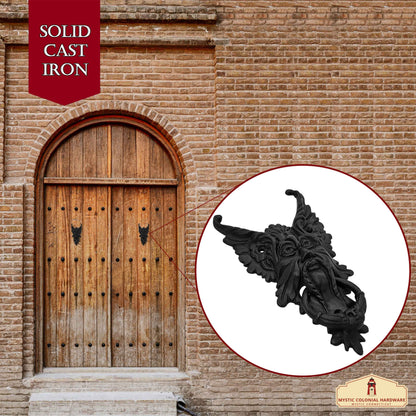 Black Oberon Door Knocker for Front Door 8.2 X 3.9 Inch.Handmade Delightful, Sturdy & Durable at The Fictional World