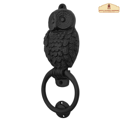 Rustic Cast Iron Owl Door Knocker: Ideal for Victorian, Colonial, Retro, Steampunk, Gothic, and Baroque  Settings, (24.3x9) cm